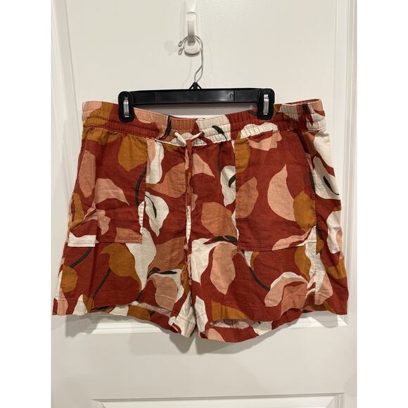 Ann Taylor Linen Blend Gorgeous Floral Paperbag Waist Shorts Multicolor Sz XL - Picture 1 of 7